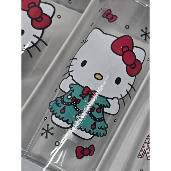 HELLO KITTY Christmas Set Of Four 10 oz(295 ml) Each Glass Cups - Picture 7 of 11